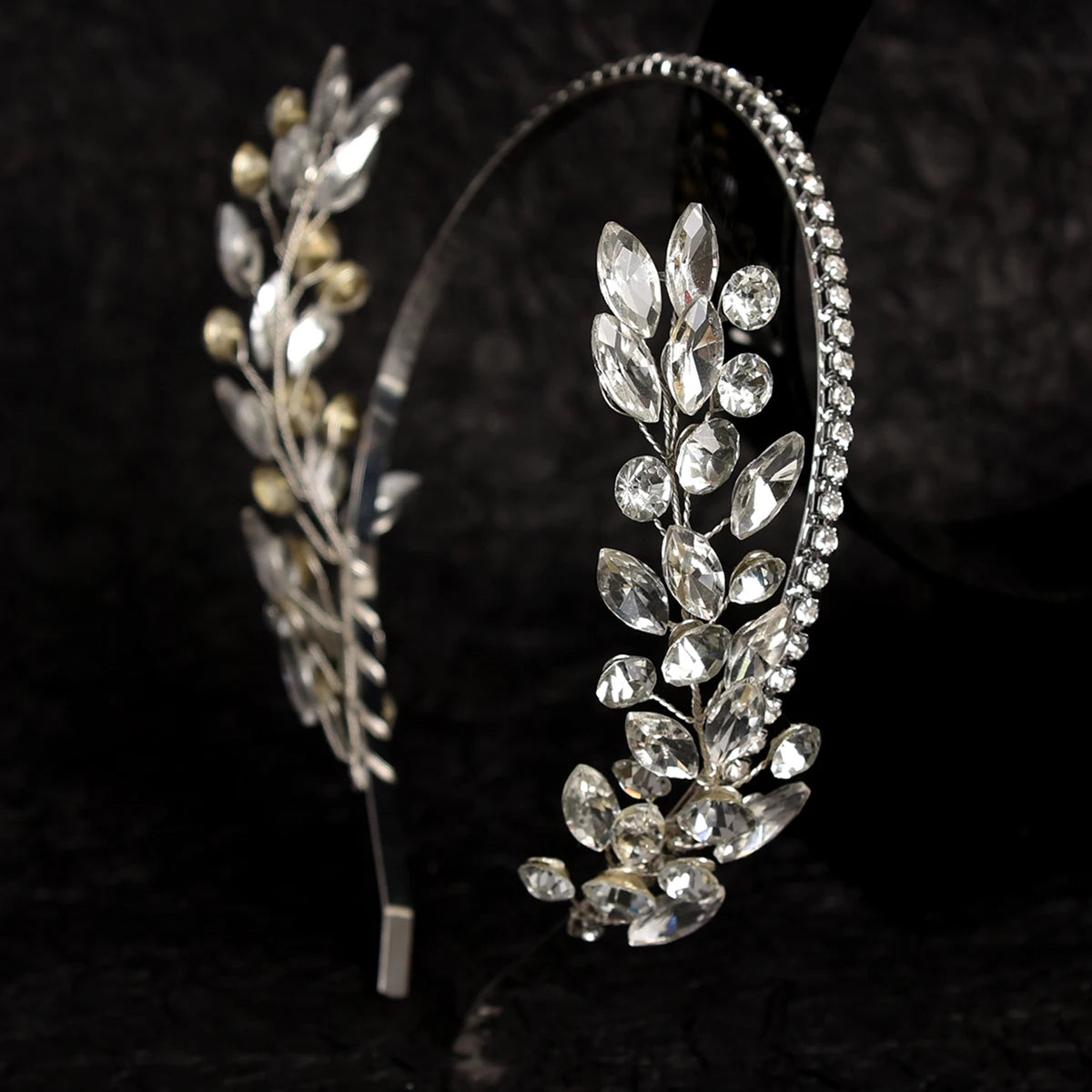 Fashion Bridal Crystal Wedding Headpieces Leaf Headdress Colorful Flowers SliverHandmade Pearl Hair Bands