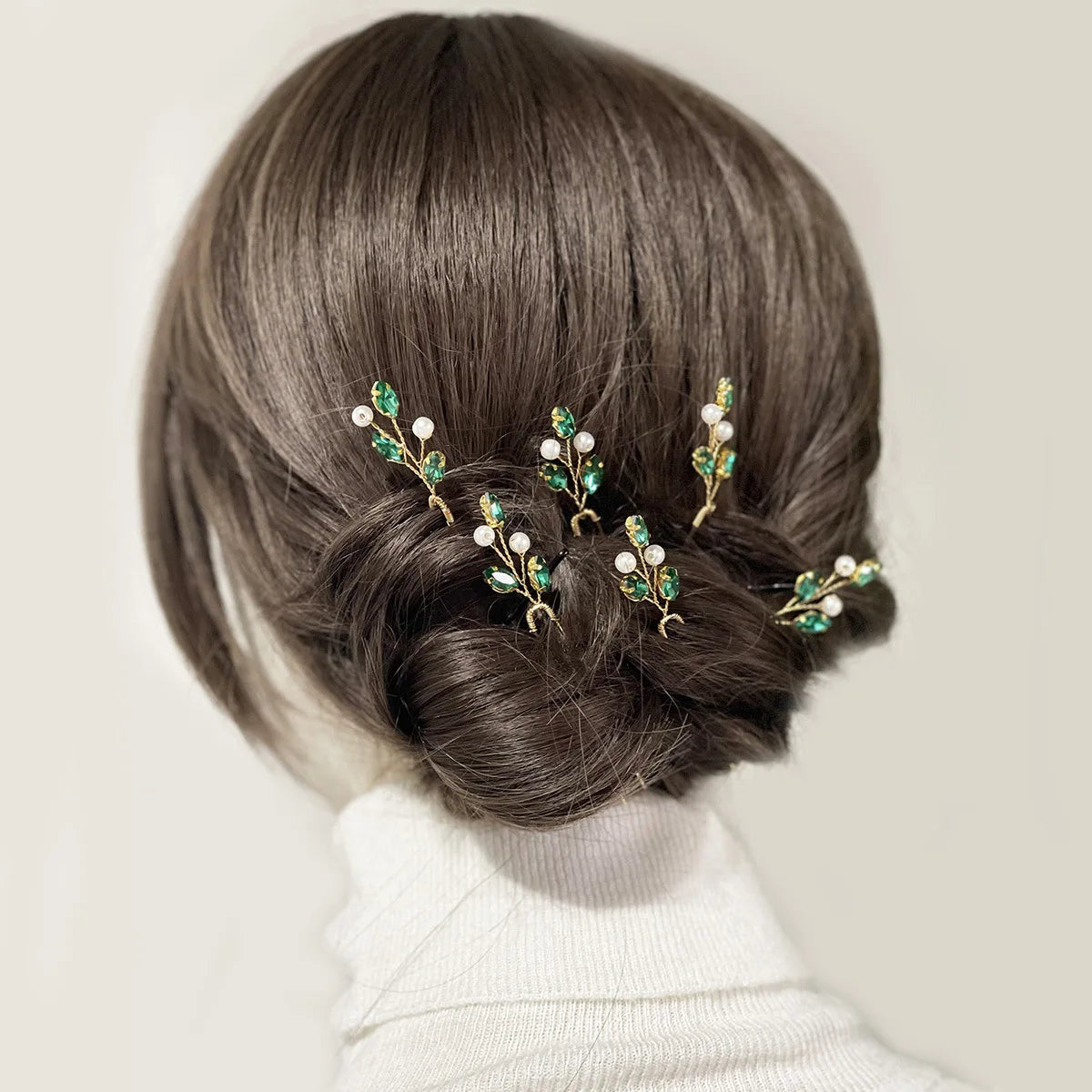 6Pcs Ladies Pearls Diamante Leaves Hair Clips Fashion Wedding Bridal Headpieces Luxury Jewelry Hair Accessories