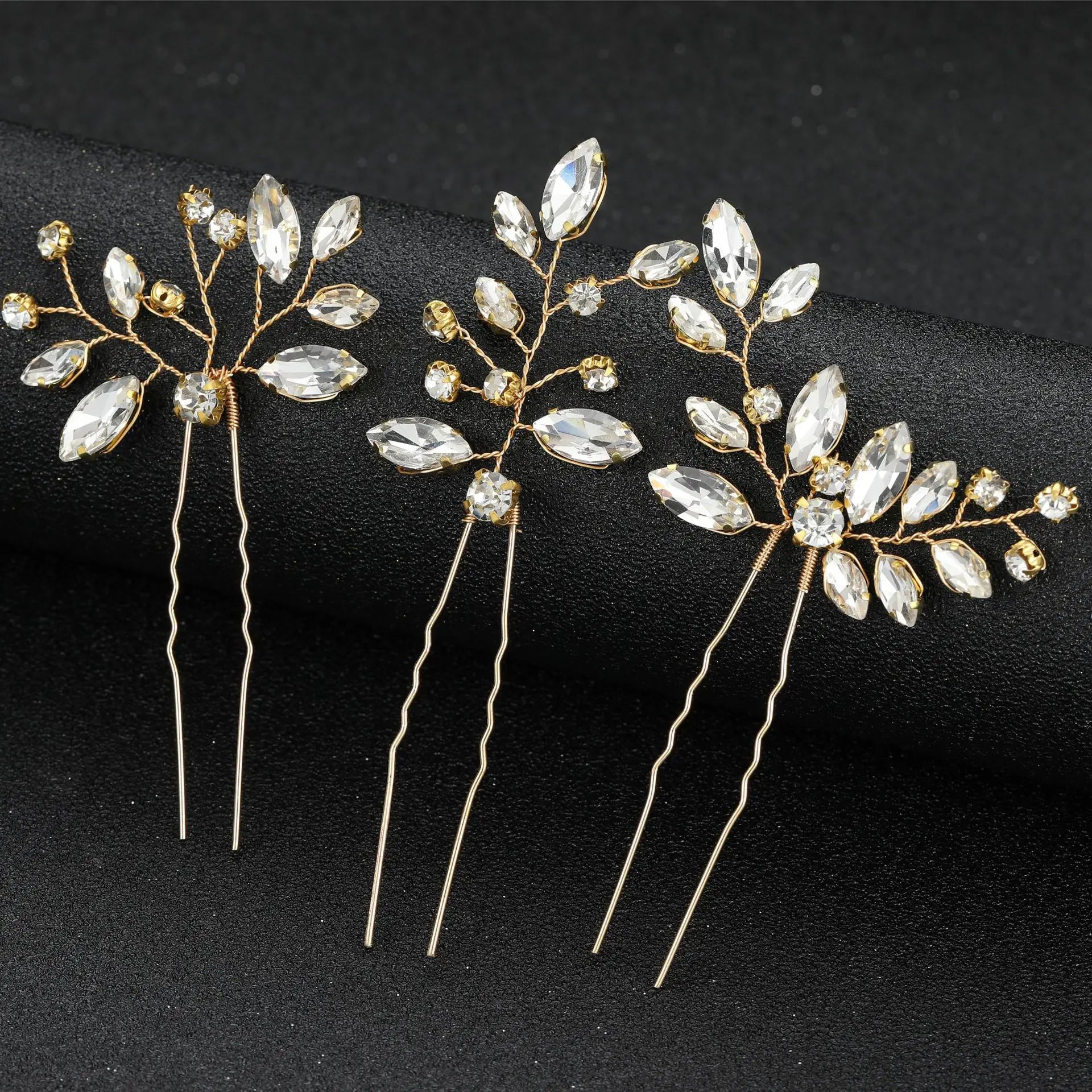 3 Pcs Women's antique Hairpin Diamond Hair Clips girls' wedding jewelry headwear Bridal Hair Accessories