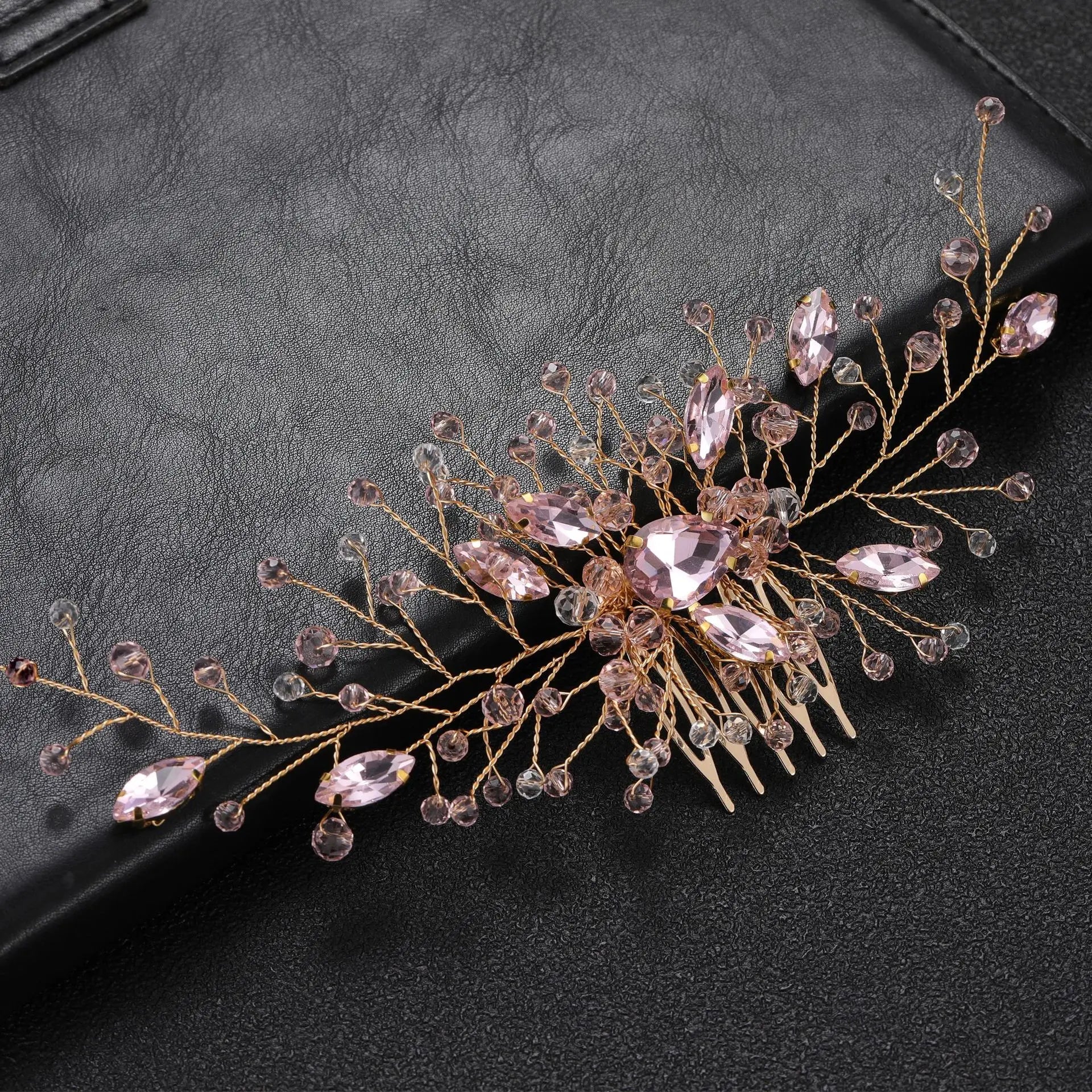 Bridal Wedding Hair Accessories Handmade Rhinestone Hair Combs Grandmother Green Jewelry Crystal Insert Comb Headdresses