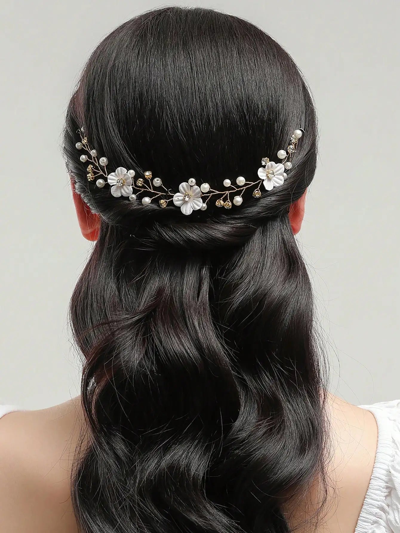 Luxury Bridal Crystal Wedding Headpieces Women Hairdress  Sliver Handmade Pearl Hair Bands