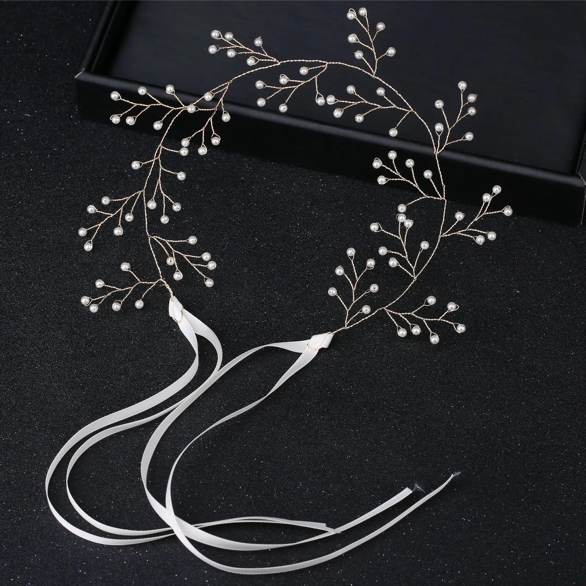 Crystal Bridal Hairband Golden Pearl Rhinestone Leaf  Women Head wear Wedding Headpiece Jewelry Hair Accessories