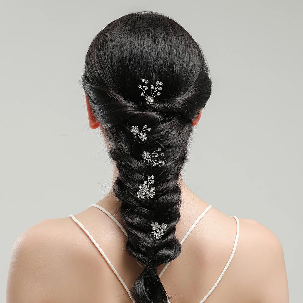 5PCS Bridal Rhinestone Small Flower Hair Plug Pearl Hair Fork Embellishment Hair Accessories Banquet Wedding Dress Headdresses