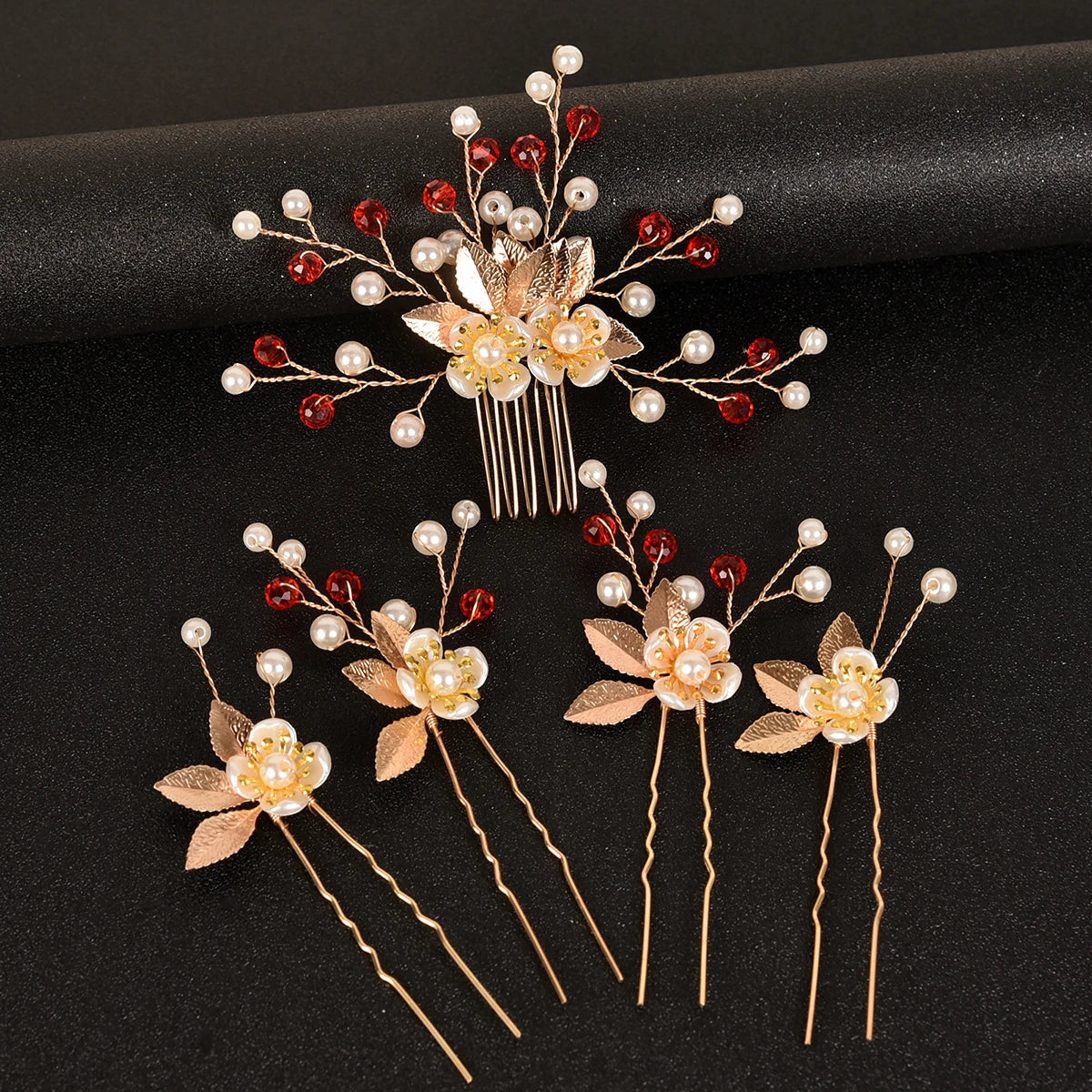 5Pcs Crystal Peal Hair Comb Headband Hairpin Hairbands wedding Jewelry Headpiece Bridal Hair Accessories