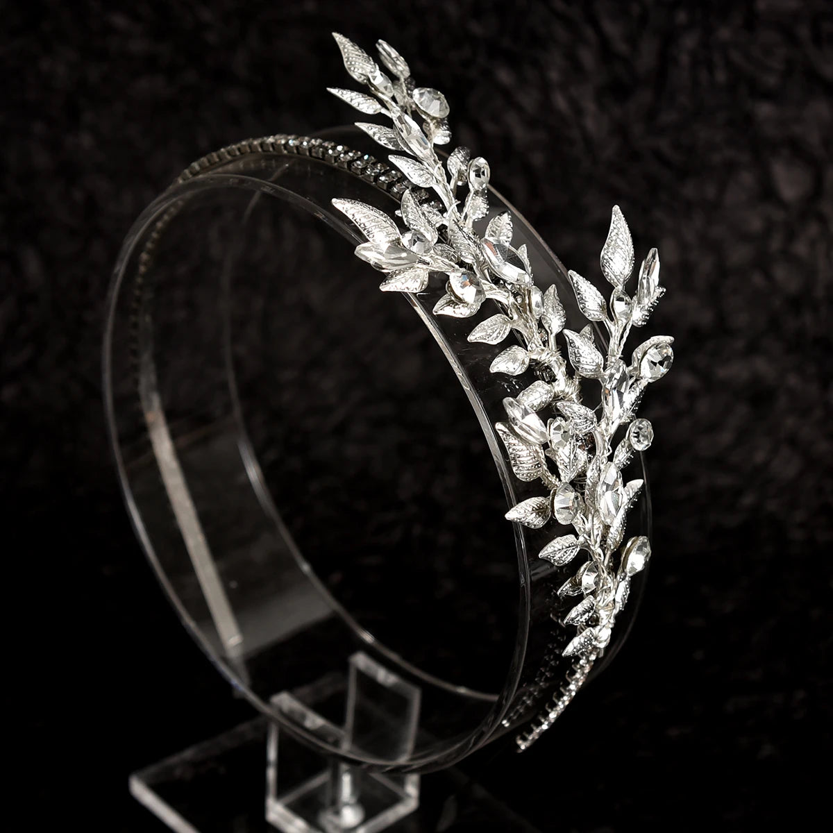 Fashion Bridal Crystal Wedding Headpieces Leaf Headdress Colorful Flowers SliverHandmade Pearl Hair Bands