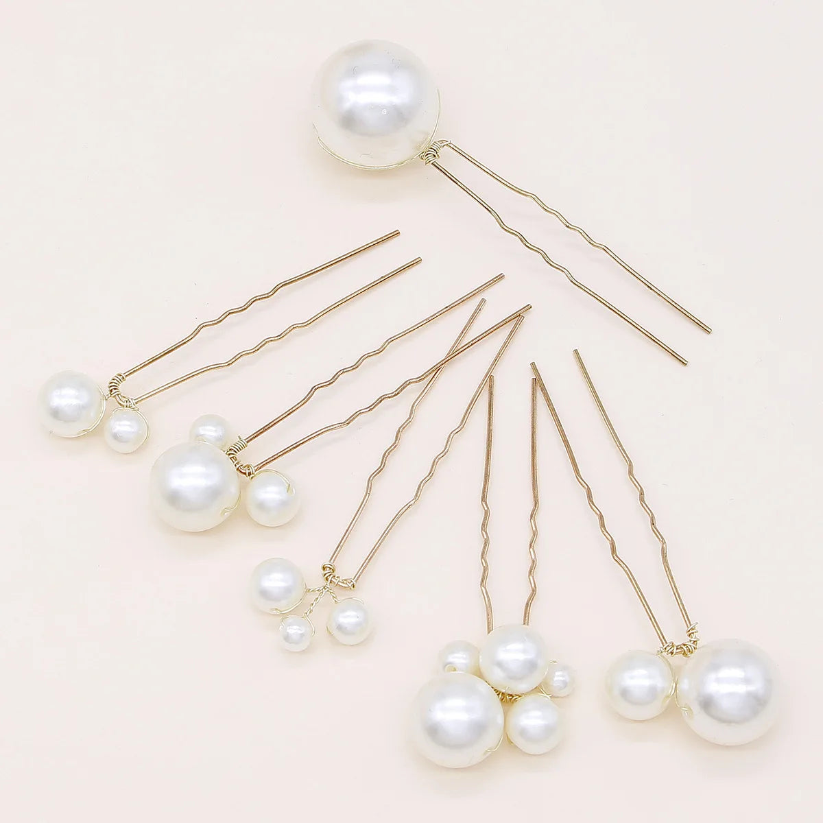 6PCS Fashion Women's White Pearl Alloy U-shaped Hairpin Bridal Wedding Hair Accessories Jewelry Headpiece