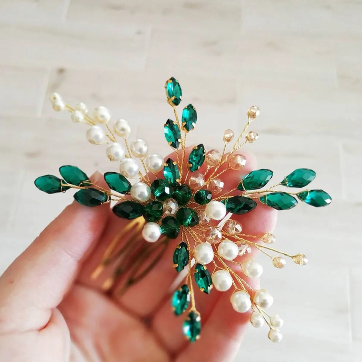 Green Pearl Hair Comb