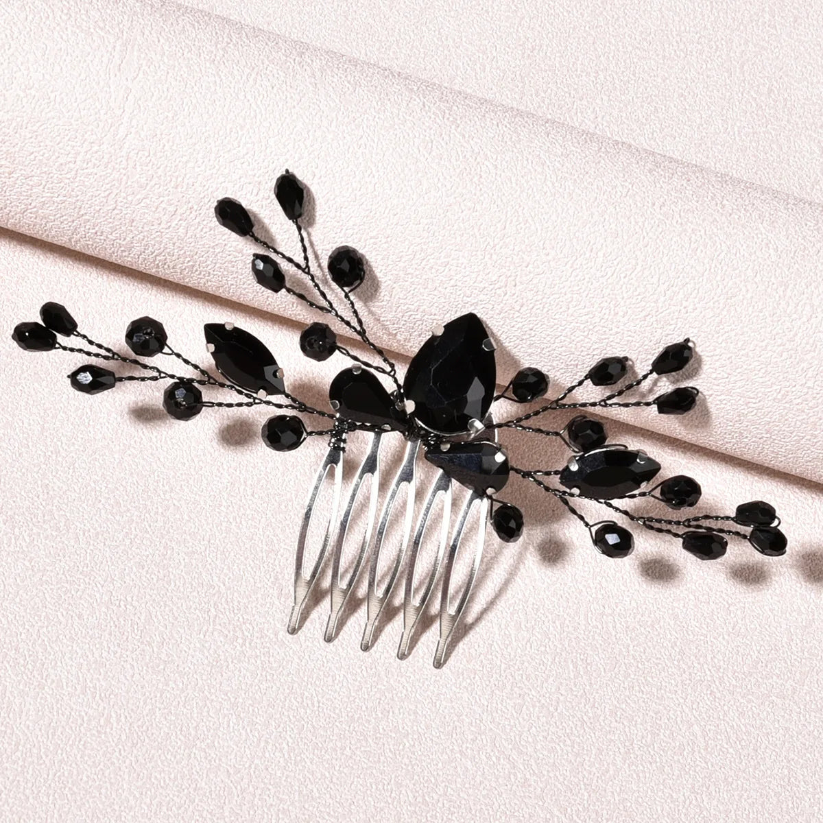 Trendy Tiara Wedding Hair Comb Bridal Hairpins BlackRhinestone Head Jewelry Lady Party Accessories Marrige Headbands