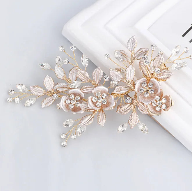 Alloy Flower Hair Clips Rhinestones Leaf Hair Clips Fashion Bridal Wedding Hair Brushes Women's Hair Clips Wedding Accessories
